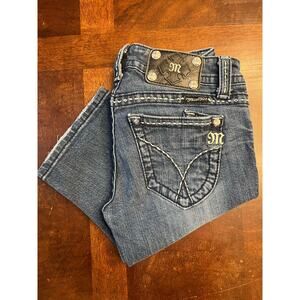 Miss Me Size 27 Bermuda Shorts Distressed Denim Embellished Pockets Preowned